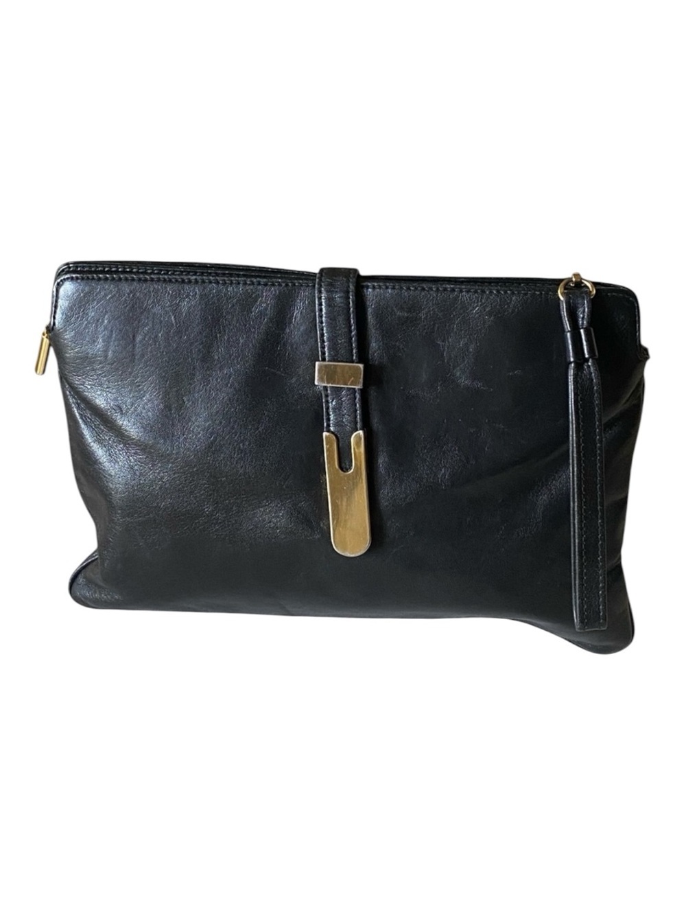 MEYERS Vintage Leather Oversized Clutch/Wristlet Gold Hardware Size 10 x 7.5”